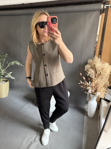 Vesta Oboustranná na zip/knoflíky SUN-khaki