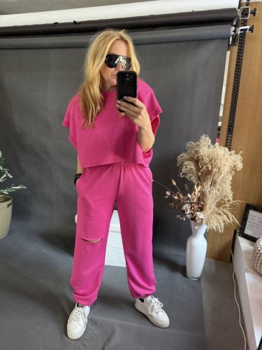 Tepláková súprava Crop-fuchsie