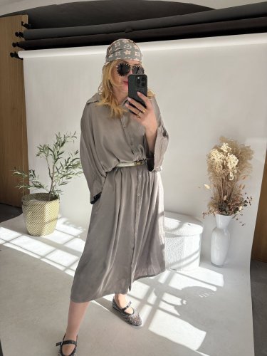 Košeľové šaty viskoza-mocca