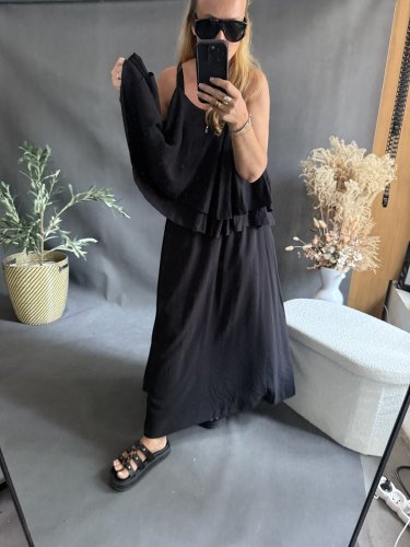 Set sukne a volániky-čierný