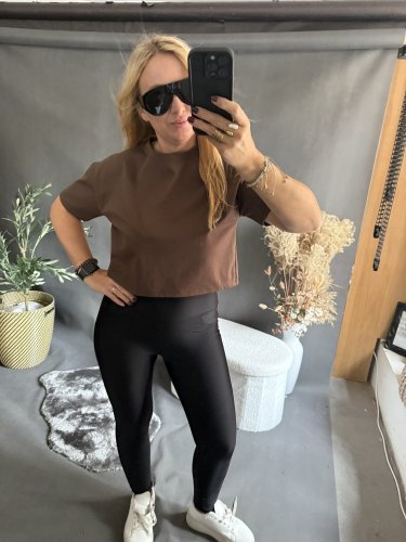 Tričko CROP viskoza-hnědé