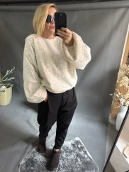 Sveter Mochy s vypchávkami na ramenách-krém