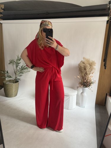 Set Pamy-dlhé tričko-čiervený