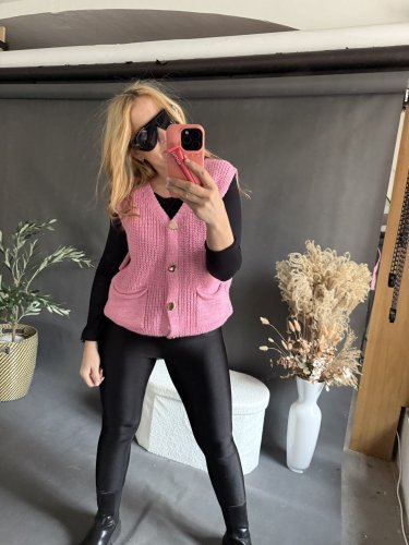Pletená Vesta Chick-růžová