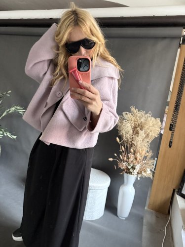 Kabátek Crop Miss zateplený-růžový