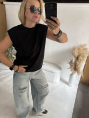 Tricko Basic s vypchávky-čierné