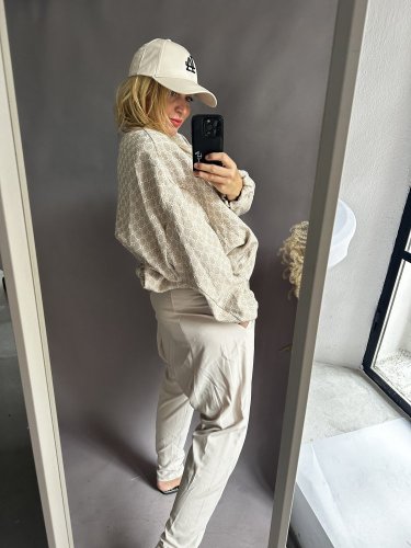 Tepláky nasrávací Velvet-béžové