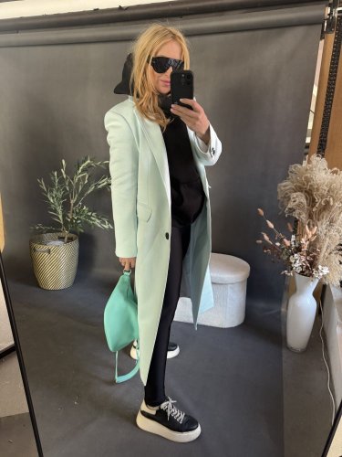 Kabát Jarní ve stylu dlouhého saka-mint-