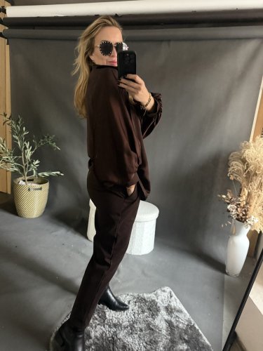 Košeľa hnedá oversize rukáv