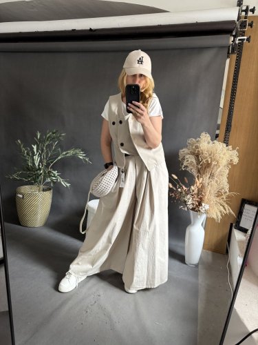 Kalhoty Pantagonna ve stylu sukně -béžové