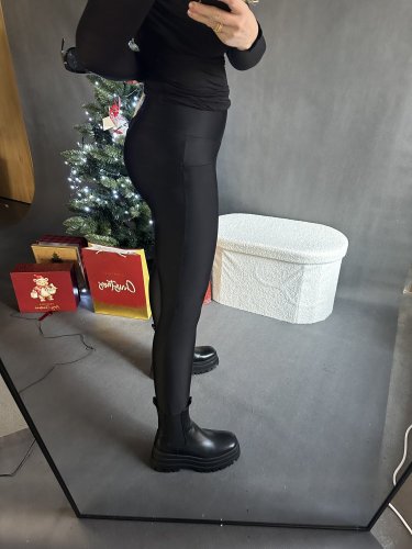 BODYSLIM LEGÍNY S PROŠITÍM a zipem - ČERNÁ- - Velikost: S