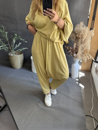 Kalhoty nasrávací Tencil-žlutá