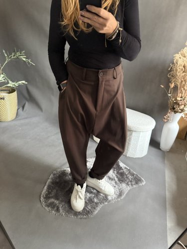 Nohavice Blair bavlnené- tmavo hnedé