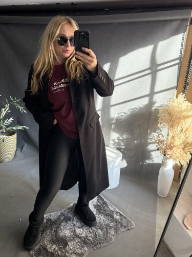 Kabát Jarní ve stylu dlouhého saka-černý