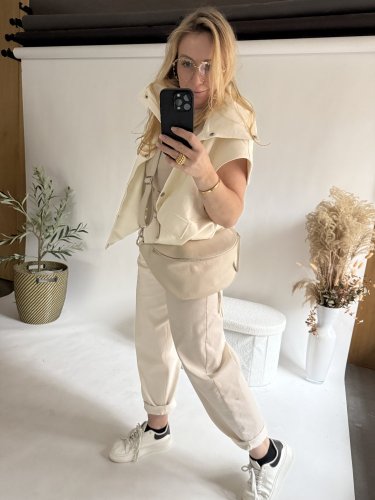 Nohavice v štýle Jeans krémové-veľkosť 36 a 38