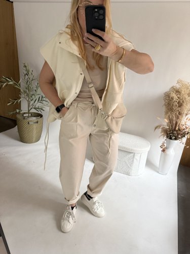 Nohavice v štýle Jeans krémové-veľkosť 36 a 38