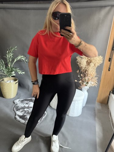 Tričko CROP viskoza-červené