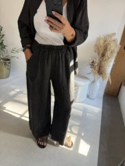 Kalhoty Len Wide leg-antracit