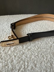 Opasok kožený posuvný so zlatou sponou-tmavo hnědý