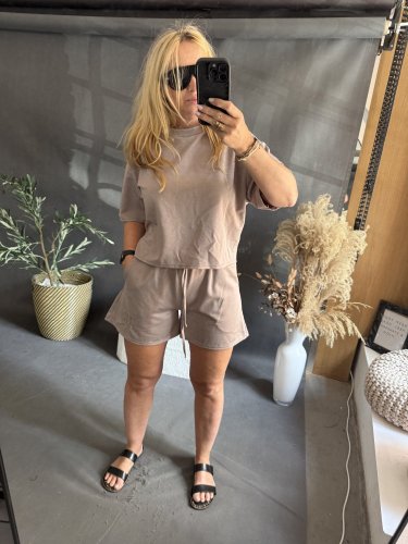 Souprava Tričko a šortky Bavlna-mocca