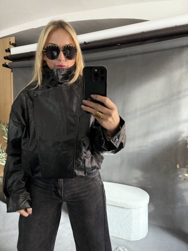 Koženková bunda límec