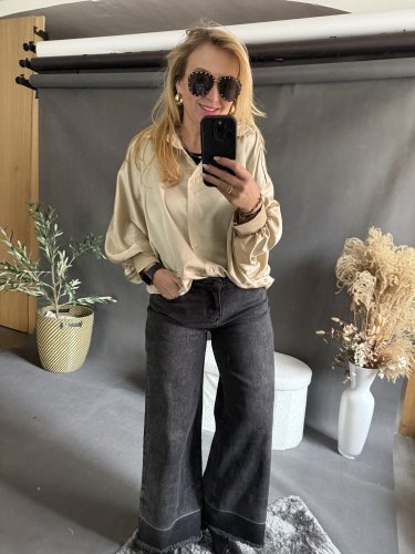 Košeľa  oversize rukáv beige