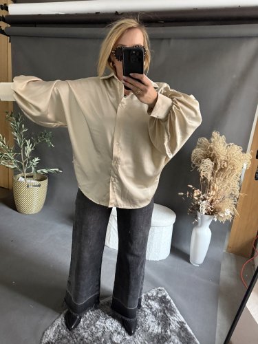 Košeľa  oversize rukáv beige