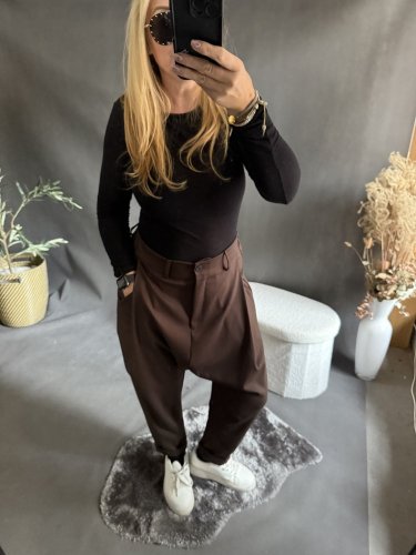 Nohavice Blair bavlnené- tmavo hnedé