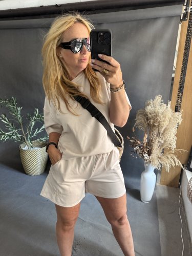 Souprava Tričko a šortky Bavlna-béžová