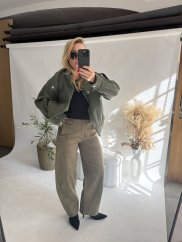 Nohavice Emma dlhé barrel jeans-khaki