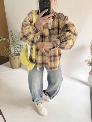 Košile kostkovaná bavlna-žltá