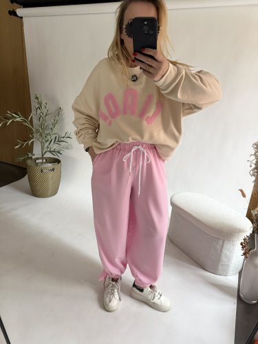 Nohavice Flowy hariem-pink