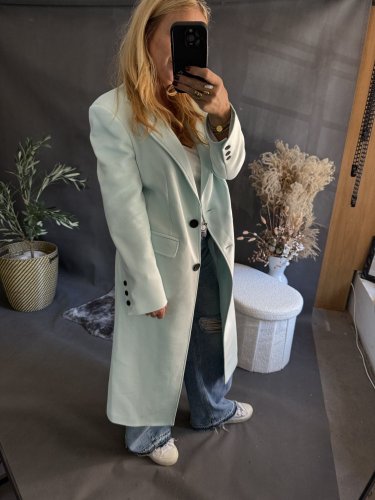 Kabát Jarní ve stylu dlouhého saka-mint-
