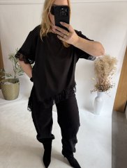 Tričko s čipkou-čierná