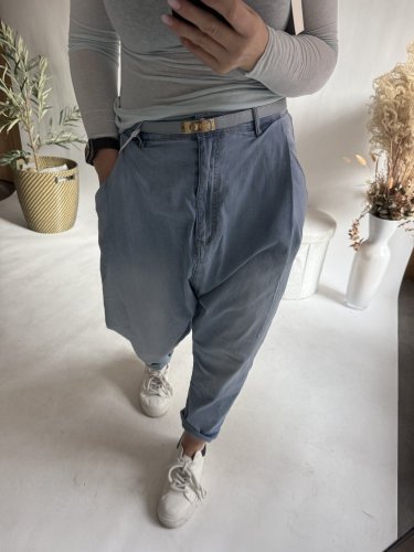 Pásek kožený posuvný se zlatou sponou-modrý