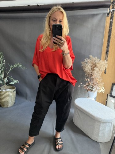 Bluza Liame-UNI SIZE na XS-XL-čiervená