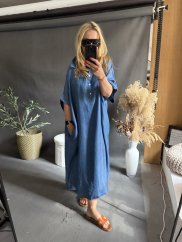 Šaty ala jeans Oversize Tencel-tmavé