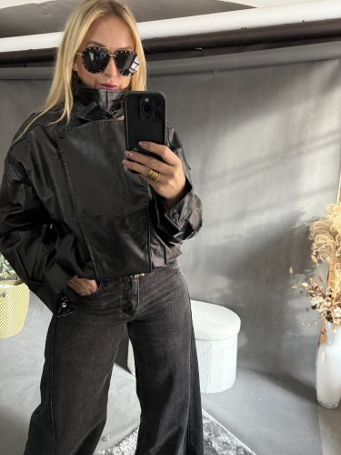 Koženková bunda límec