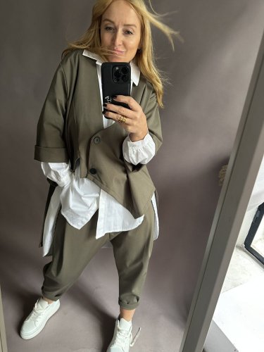 Kabátik ľahký asymetrický SUN-khaki