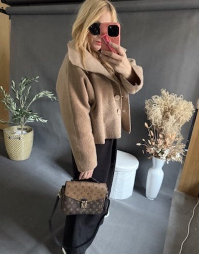 Kabátek Crop Miss zateplený-béžový