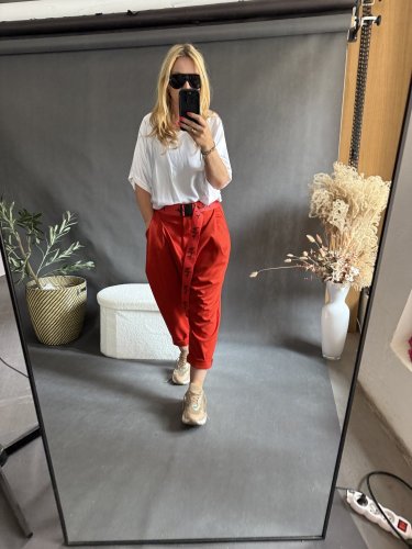 Nohavice s nižším sedom Blair-béžová postava 36-42čiervené