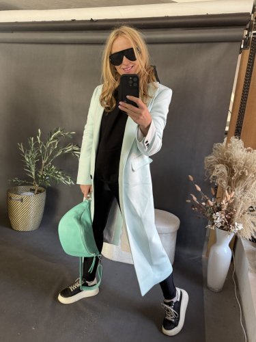 Kabát Jarní ve stylu dlouhého saka-mint-