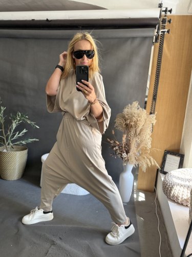 Kalhoty nasrávací Tencil-béžová