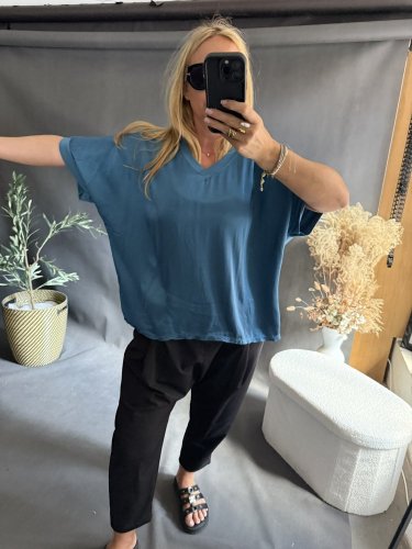 Bluza Liame-UNI SIZE na XS-XL-tyrkysová