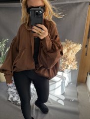 Bomber saténový Big Size hnedý