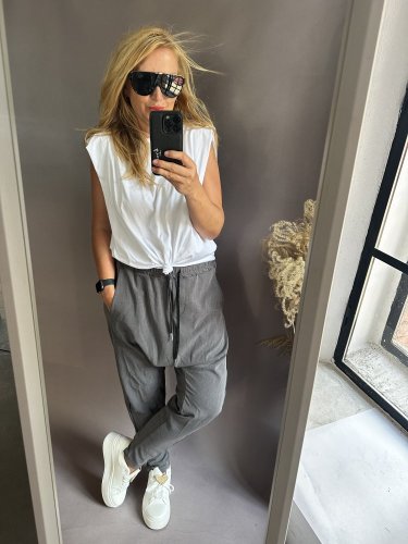 Tepláky nasrávací Velvet-šedé