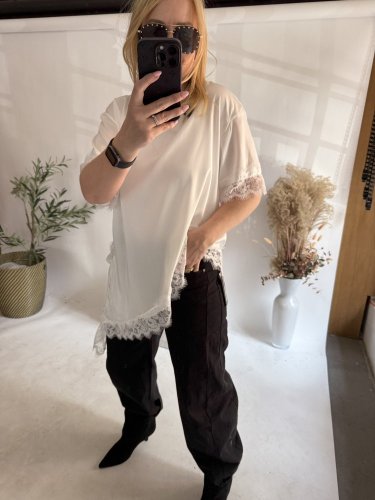 Tričko s krajkou-bílá