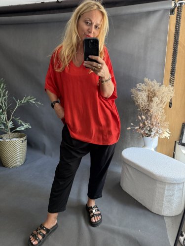 Bluza Liame-UNI SIZE na XS-XL-čiervená