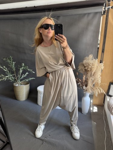 Kalhoty nasrávací Tencil-béžová