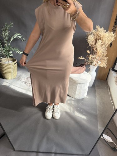 Šaty Basic dlouhé-mocca